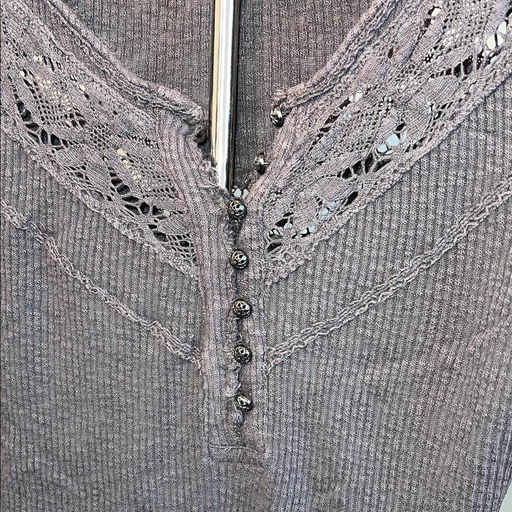 FP Movement by Free People Dark Gray Lace Detail Blouse - Picture 3 of 8